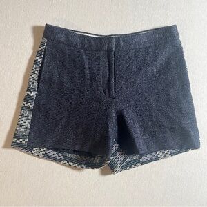 RARE J Crew Woven Navy Blue Geometric Shorts w/ Purple Patterned Back Size 6